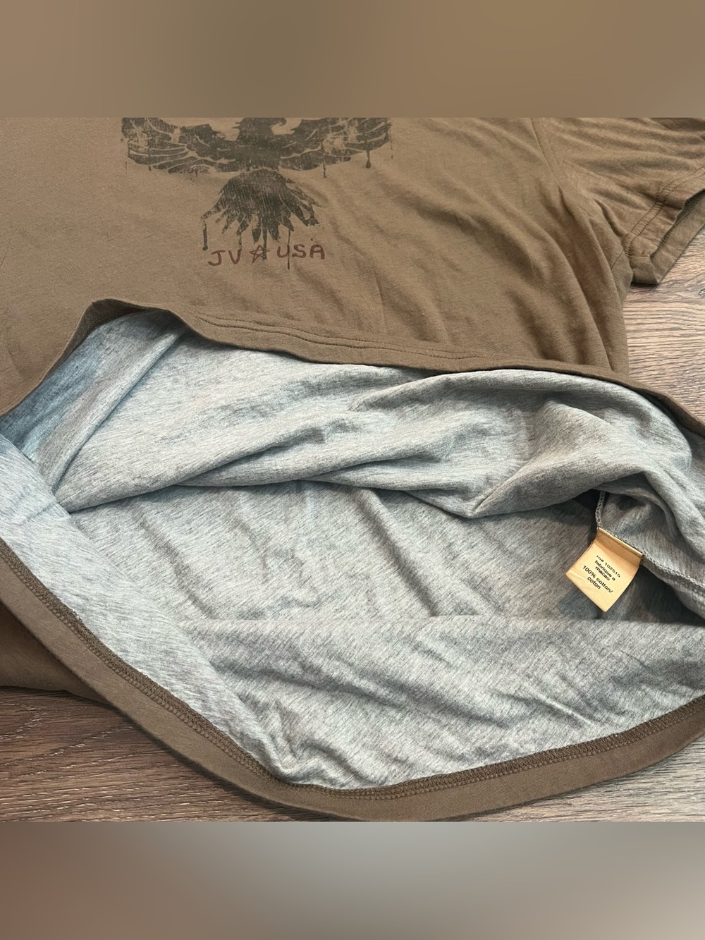 USA John Varvatos USA Eagle Graphic T-Shirt Men’s Large Brown Distressed Rocker - Picture 5 of 11